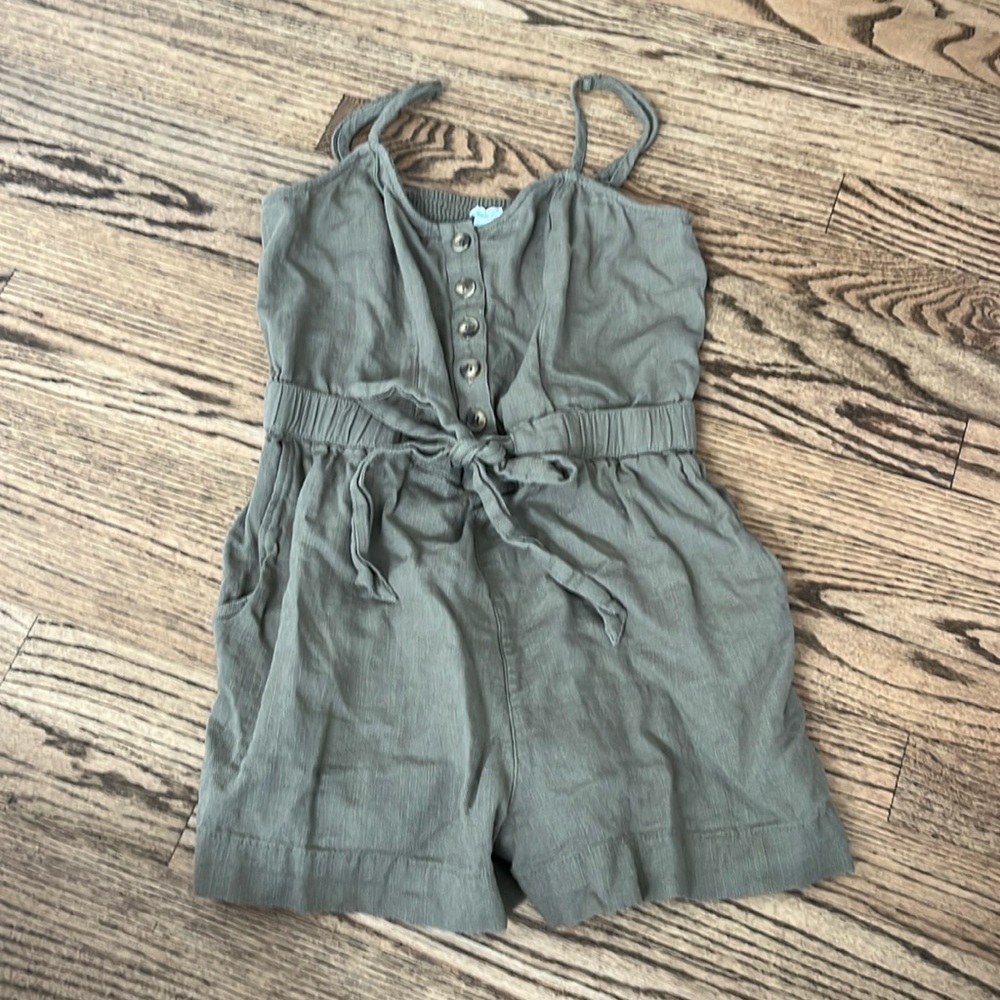 Aerie XS Green Romper with tie in front and pockets
